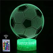 Lampe Illusion 3D, veilleuse avec changement de couleur et contrôle tactile intelligent(Football)