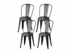 Lot de 4 chaises en metal noir - l 44 x p 45 x h 85 cm - dara SQDARACHNR4
