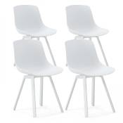 Lot de 4 chaises scandinave aluminium blanches