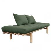 Méridienne futon pace en pin coloris vert olive couchage 75200 cm. - vert