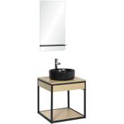 Meuble de salle de bain 50 cm notto avec miroir et vasque - Bois clair