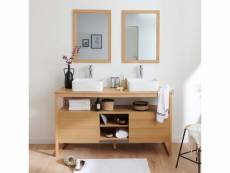 Meuble de salle de bain chêne 140 cm atoll + 2 miroirs + 2 vasques carrées