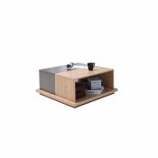 Meubletmoi Table basse carrée bicolore en bois marron