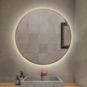 Miroir lumineux pour salle de bain à led avec éclairage tactile anti-buée blanc chaud round ø 60 cm - Skecten