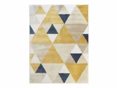 New tao - tapis motifs triangles jaune et bleu 150x200