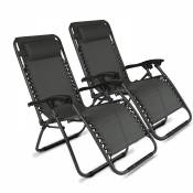 Oviala - Lot de 2 fauteuils lounge en acier gris -