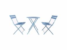 Rebecca mobili ensemble de table et chaises de jardin set pour extérieur acier bleu clair