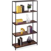 Relaxdays Bibliothèque Vintage 5v supports,style industriel,Pour