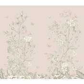 Rideau imprimé Fleurs blanches sur fond unis rose 280x245 cm