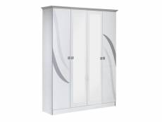 Saveria blanche - armoire 4 portes avec miroir central