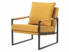 Scott - fauteuil lounge en tissu moutarde et métal noir