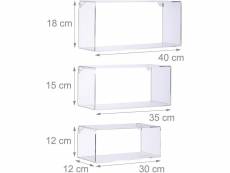 Set de 3 étagères tablettes flottantes rectangle acrylique transparent helloshop26 13_0002494_2