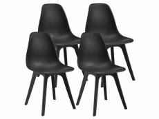 Set de 4 chaises design chaise de cuisine chaise de salle à manger plastique noir 03_0003708