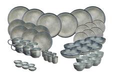 Set vaisselle 48 pièces en grès gris