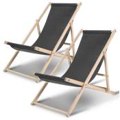 Swanew - Chaise longue de jardin Chaise longue en pin pliable Chaise longue de balcon en bois Chaise de plage Gris 2 pièces - Gris