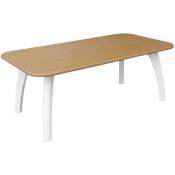 Sweeek - Table basse rectangulaire mdf et placage chêne - Blanc et naturel