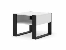 Table basse mondi avec 1 étagère en bois - blanc et noir - l 60 x p 50 x h 47,5 cm