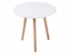 Table d'appoint ronde almeria avec plateau en mdf et pieds en bois de hêtre , blanc /nature (rond)