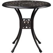 Table de Jardin Ronde Design Vintage en Aluminium avec Trou pour Parasol Patins Réglables Table de Bistrot Extérieur Diamètre 78 cm pour Patio
