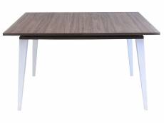 Table rectangulaire avec allonge 174 cm PRISM coloris noyer/ blanc