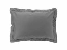 Taies d'oreiller x2 percale 50x70 cm anthracite