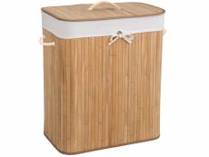 Tectake panier à linge bambou rectangulaire - 100 l - beige 401834