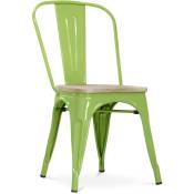 Tolix Style - Chaise Stylix - Métal et bois clair Vert clair - Bois, Fer - Vert clair