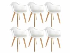 Travis - lot de 6 fauteuils assises blanches