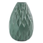 Vase moderne design graphique métal émaillé vert d'eau h 21 cm