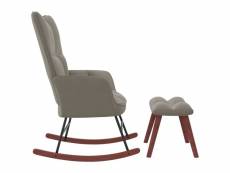 Vidaxl chaise à bascule avec repose-pied gris clair velours