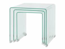 Vidaxl ensemble de tables gigognes 3 pièces verre trempé transparent 244190