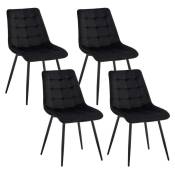 Wokaka - Lot de 4 chaises en Velours - chaises de salle à manger style rétro,ergonomiques - 47 Lx43 Px50 h cm(noir)