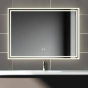 100x60cm Bluetooth led miroir salle de bain tricolore avec anti-buée - Biubiubath