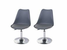 2x chaise pivotante malmö t501, réglable en hauteur, similicuir ~ gris foncé