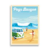 Affiche Pays Basque France - Van Volkswagen 21x29,7