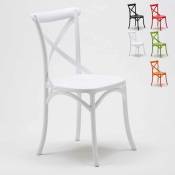 Ahd Amazing Home Design - Chaise de cuisine bar et restaurant en polypropylène Vintage Paesana Cross design Couleur: Blanc
