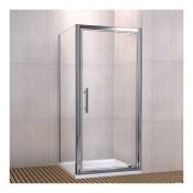 Aica Sanitaire - Porte de douche 90x80x185 cm porte pivotante cabine de douche verre securit