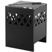 Beliani - Braséro de Jardin en Acier en Forme de Cube 40 x 40 x 53 cm avec Tisonnier et au Design Moderne et Chic