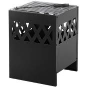 Beliani - Braséro de Jardin en Acier en Forme de Cube 40 x 40 x 53 cm avec Tisonnier et au Design Moderne et Chic Noir