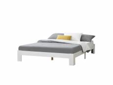Cadre de lit solide design à sommier à lattes lit double stylé en pin et bois stratifié capacité de charge 200 kg 180 x 200 cm blanc [en.casa]