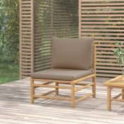 Canapé central de jardin avec coussins taupe bambou