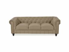 Canapé chesterfield 3 places - pu taupe - 3 places