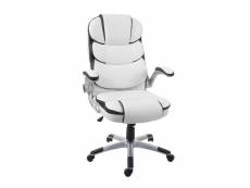 Chaise de bureau hwc-f80 chaise pivotante, fauteuil directorial, similicuir ~ blanc