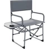 Chaise de camping plage pliable - plateau porte-gobelet - métal oxford gris - Gris