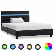 Chunhelife Cadre de lit avec LED Noir Similicuir 100
