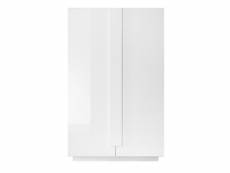 Colonne de rangement, meuble de rangement avec 2 portes coloris blanc brillant - longueur 121 x hauteur 193 x profondeur 44 cm