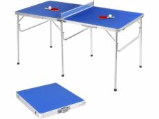 Costway table de ping pong pliable avec 2 balles et 2 raquettes, exercice d’adulte et enfant, idéal pour extérieur et intérieur, transport et assembla