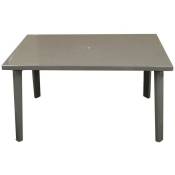 Dmora - Table rectangulaire en plastique, couleur taupe,