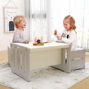 Ensemble Table et chaises pour Tout-Petits, Table d'activité et d'étude multifonctionnelle en Plastique pour Enfants avec 2 tabourets, Bureau et