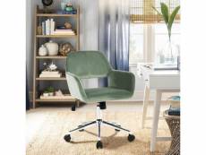 Fauteuil de bureau ergonomique chaise pivotant réglable en hauteur, mécanisme d’inclinaison, siège et dossier en velours, charge 120 kg, vert